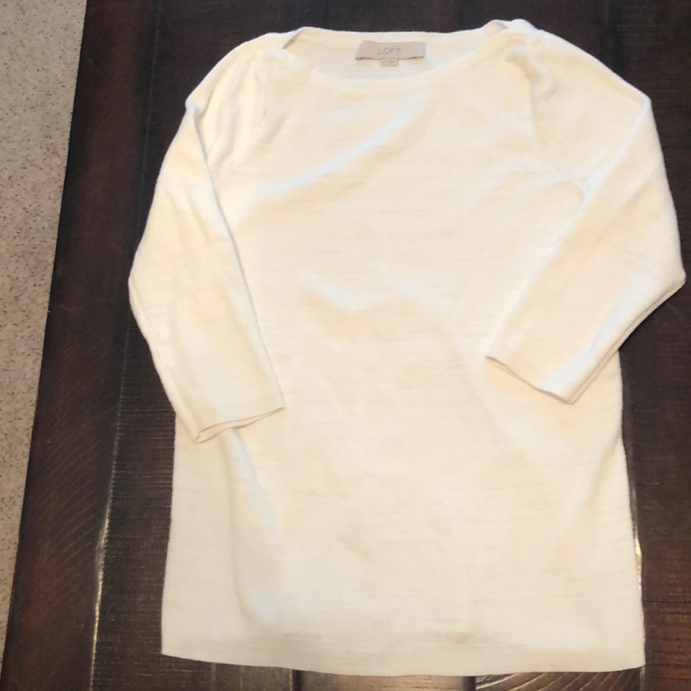 Loft white 3/4 sleeve sweater